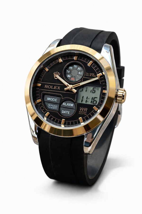 Rolex Dual Display Gold & Black Sport Watch